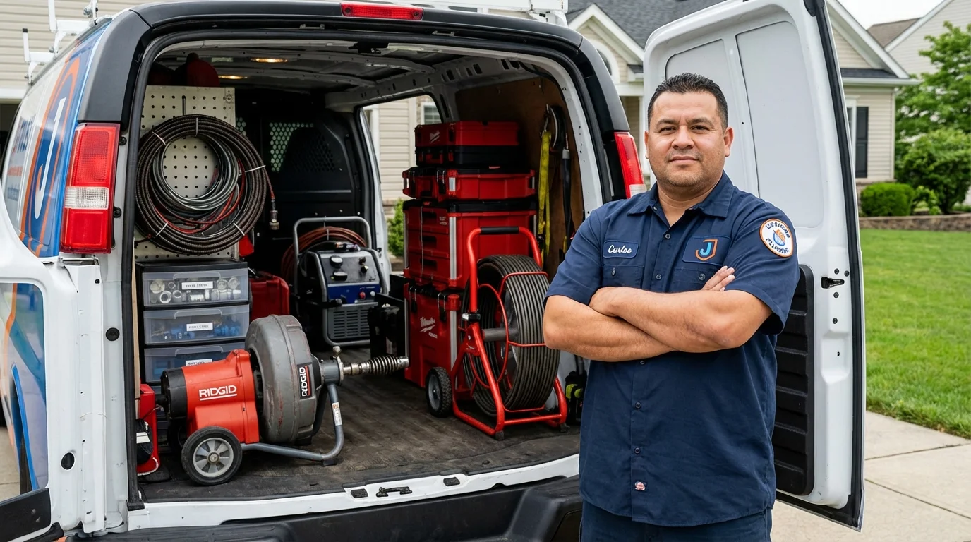 Professional drain cleaning equipment and Johns Plumbing LLC plumber in Rainbow City